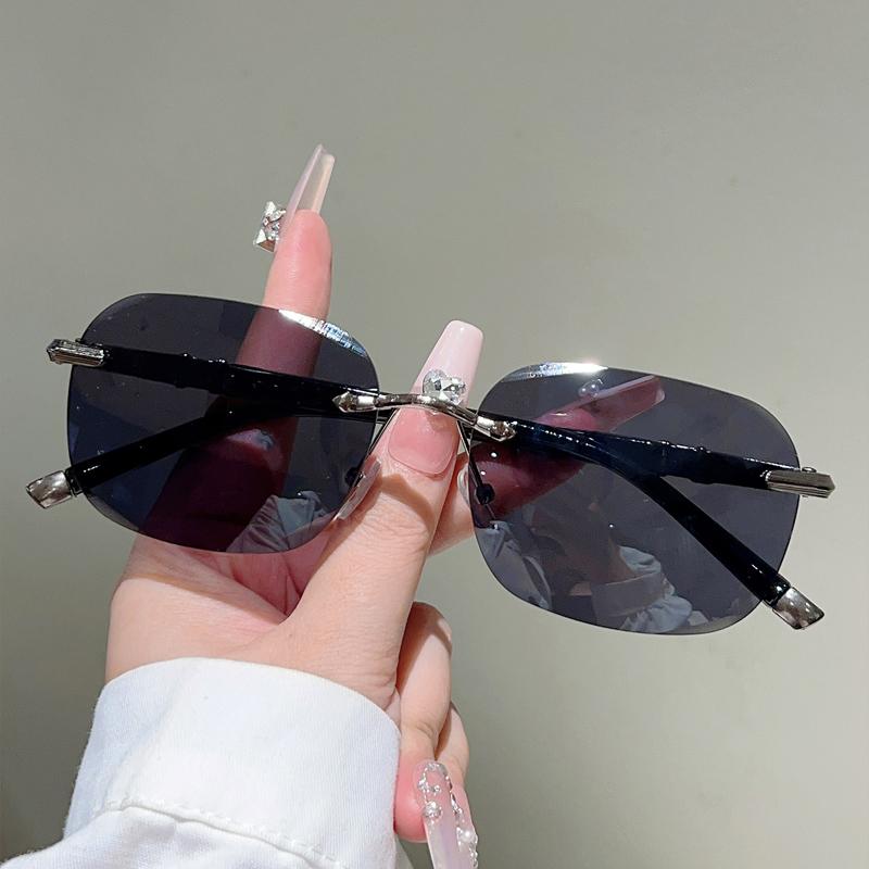 Oversized Rimless Sunglasses Men New Vintage Gradient Outdoor Decor Shades Women Trendy Brand Design Casual Sun Glasses