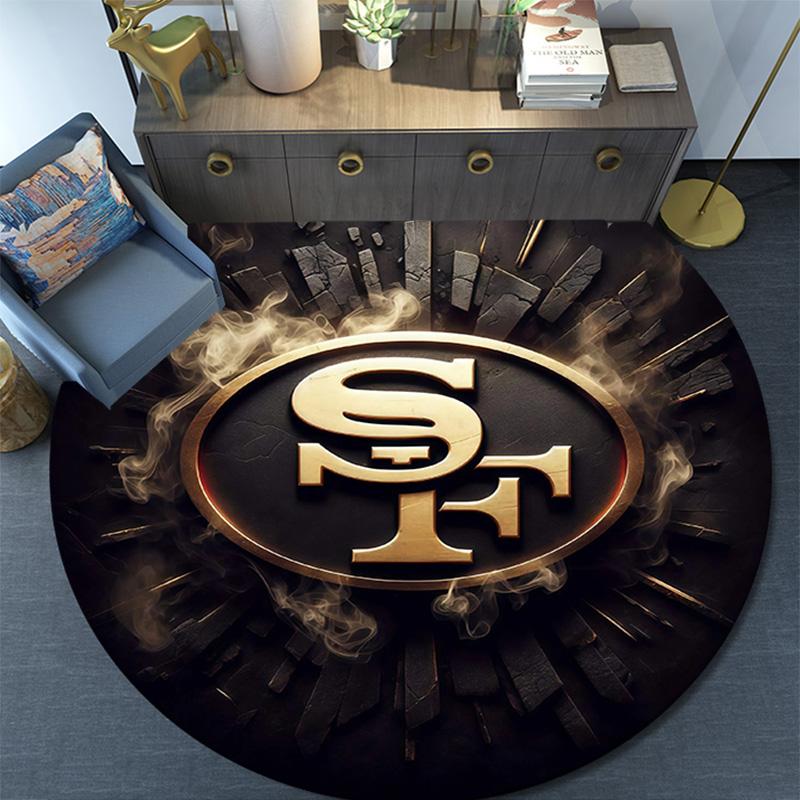 San Francisco 49ers2, Rond Vloerkleed, Tapijt voor Woonkamer Slaapkamer Bank Speelkamer Decoratie, Antislip Vloermat