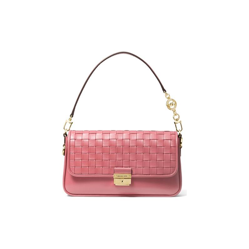 

Michael Kors Mk Bradshaw Solid Letter Logo Chain Quilted Weave Flap Leather Baguette Bag Women Bags Light-Pink 30S1G2BL1T-644 Basic Set (Bag+Dust Bag)