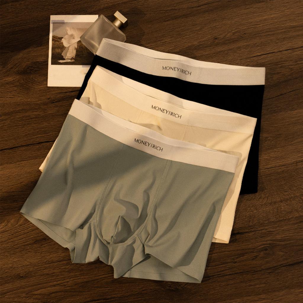 Men's Seamless Boxer Briefs Thin Breathable Underwear Lightweight Stretch Fabric Comfortable Fit 3-Pack Set