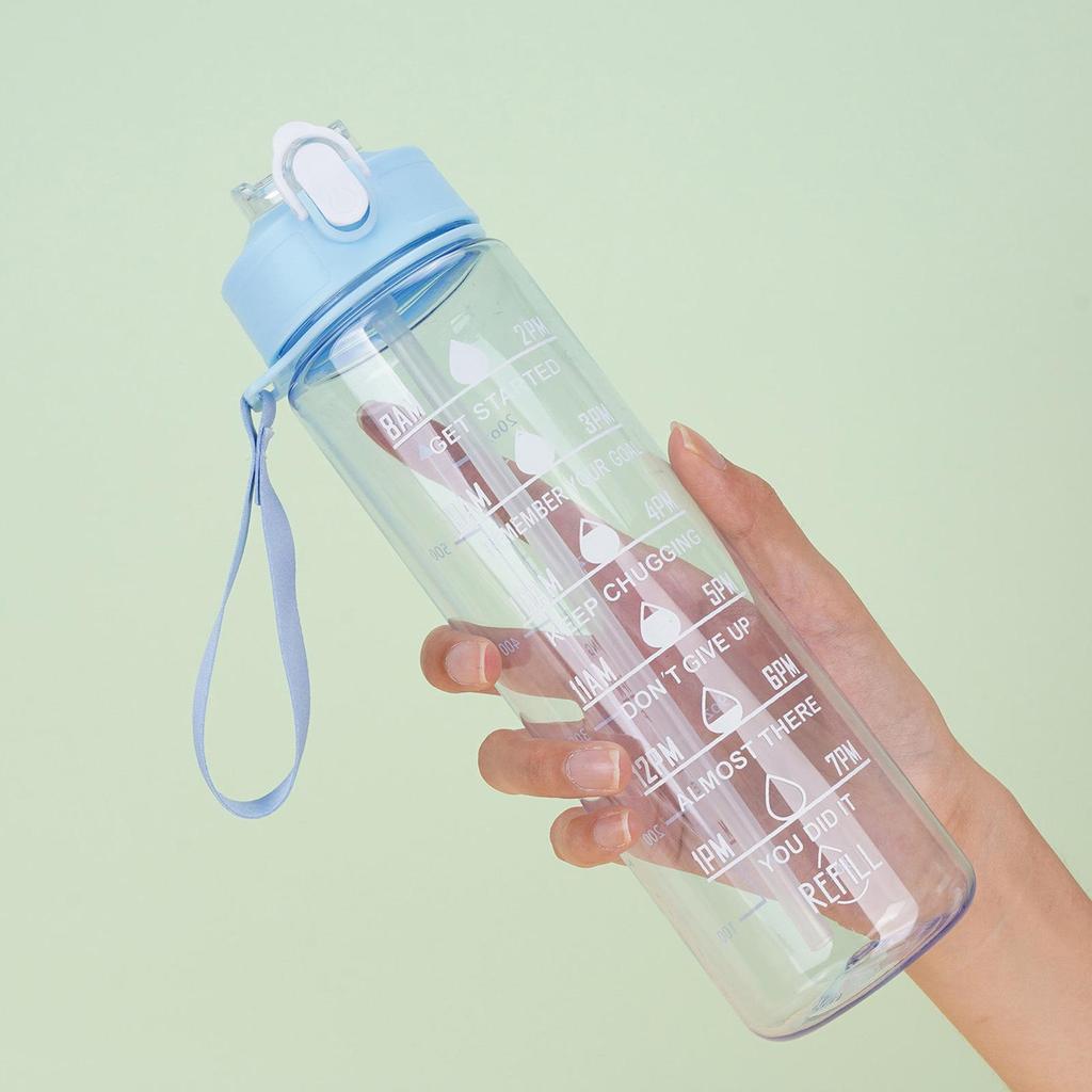 Gradient Color Large Capacity Leakproof Sports Water Bottle with Straw