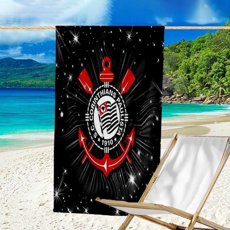 Sport Club Football Crest Printed Beach Towel, Super Soft Microfiber, Perfect Gift Birthday, for Pool, Beach, Travel, for family and friends