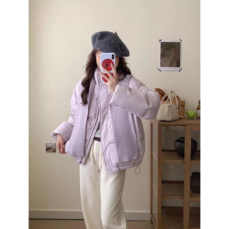 Winter new shawl small down cotton clothes women's short stand-up collar thickened solid color bread clothes jacket
