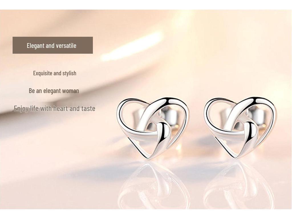Higu E0046 S925 Silver Hollow Heart-Shaped Cartilage Stud Earrings