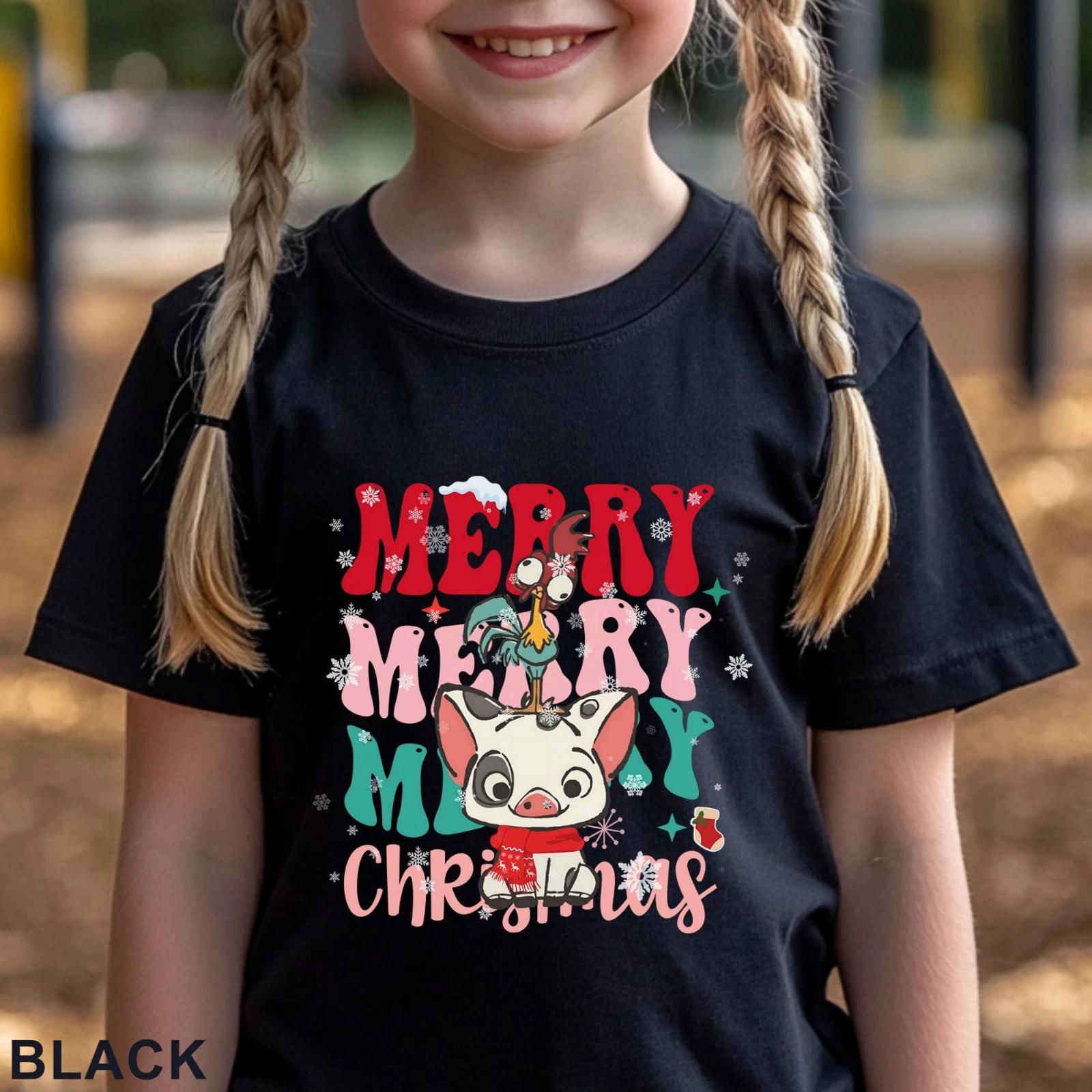 Moana Pua And Hei Hei Merry Christmas Shirt, Cute Pua Pig Christmas Tee, 202371 4XL