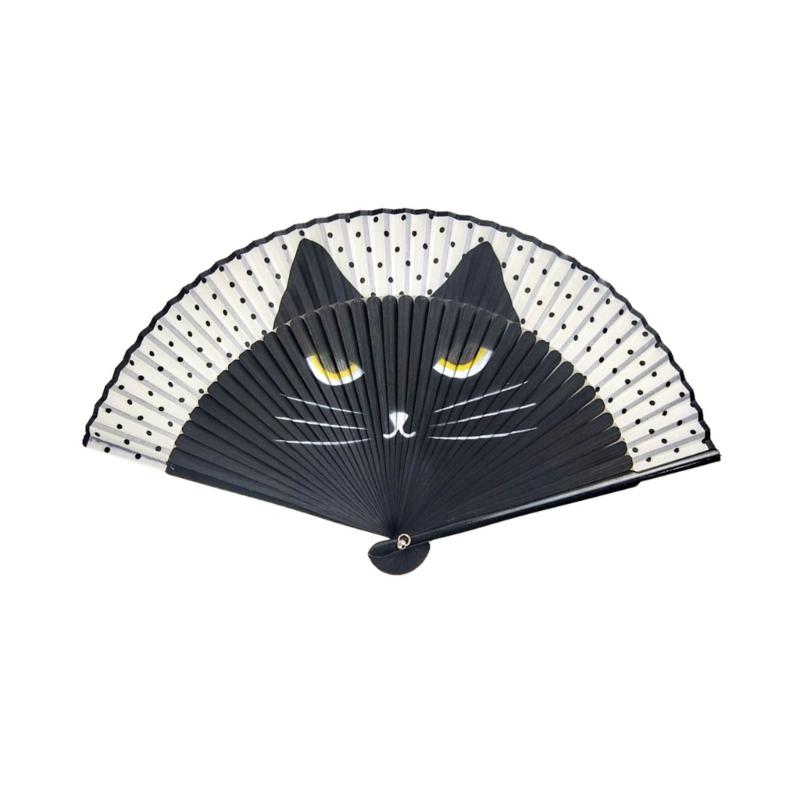

Cartoon Cat Hand Fan Chinese Japanese Folding Fan Silk Handheld Fan for Wedding Dancing Party Church Gifts Decoration
