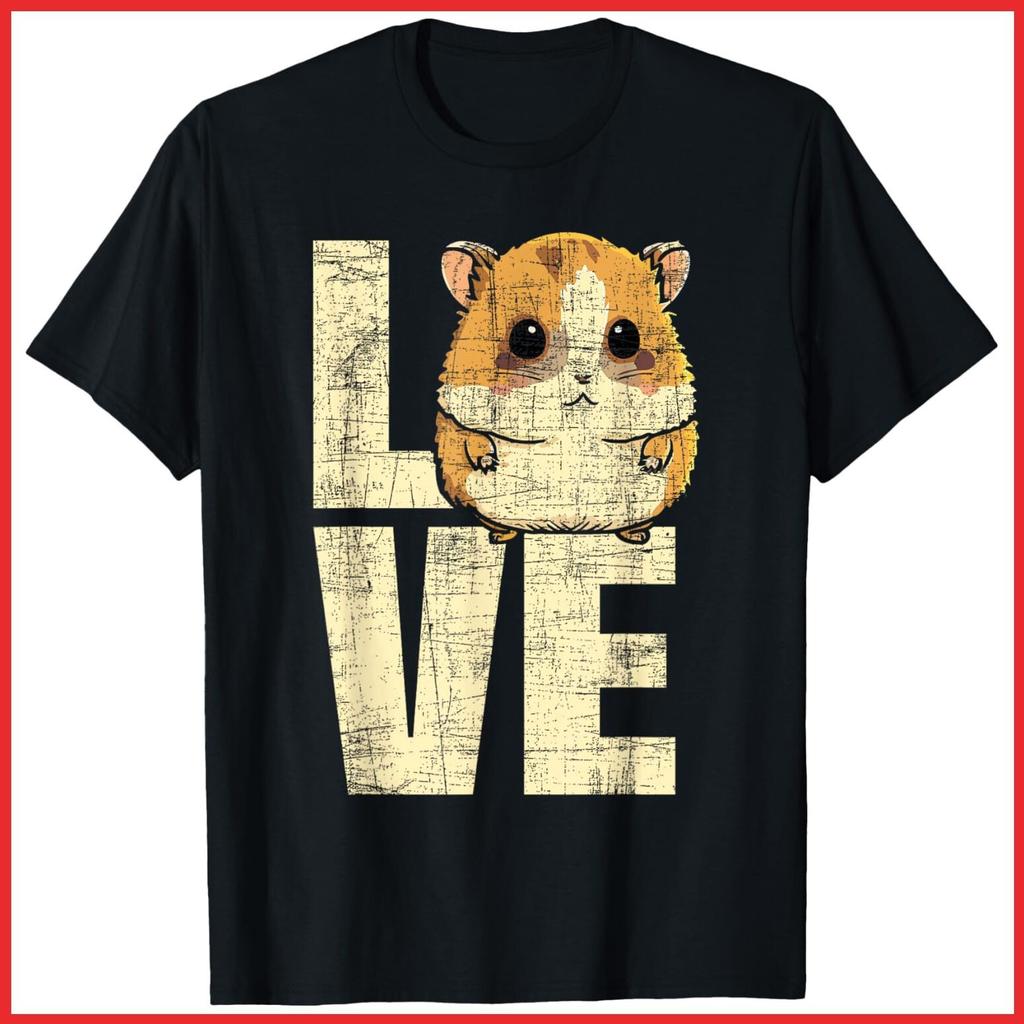 Love Hamster Pet Lover Veterinarian Black Cotton T-Shirt S-5XL