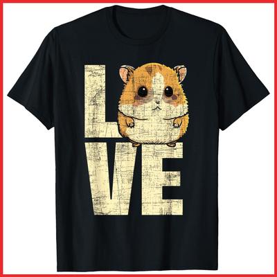 Love Hamster Pet Lover Veterinarian Black Cotton T-Shirt S-5XL