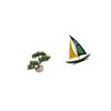 Greenery Bonsai Collection Faux Plant Iron Sailboat Sculpture Tabletop Ornament Feng Shui Decor
