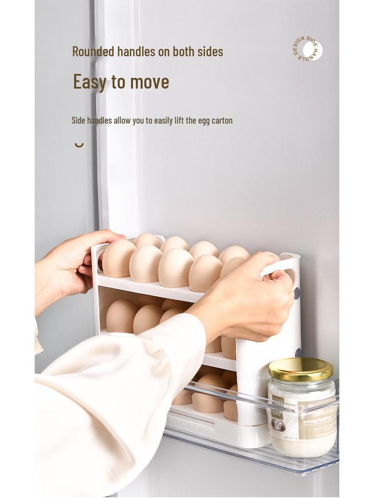 Wendebarer dreilagiger Eierhalter: 30-Eier-Aufbewahrungsbox für Küche und Kühlschrank