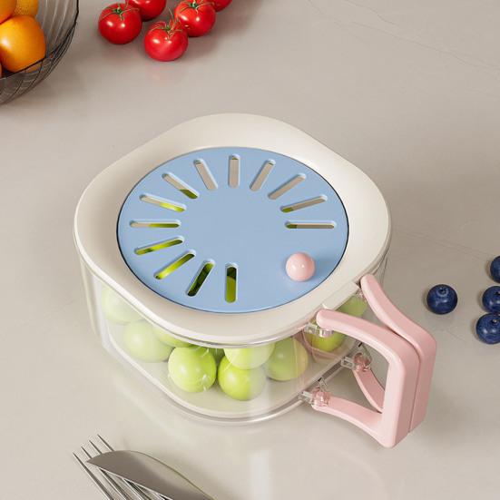 2Pcs 2-in-1 Drain And Preservation Basket Fruit Bowl Vegetable Washing And Draining Basket Fruit Basket with Strainer Lid Foldable Handle for Kitchen