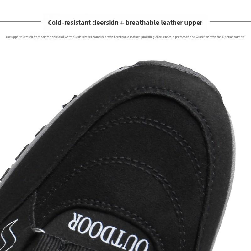 Couples' Matching Snow Boots Winter Fleece-Lined Thermal Boots Men's & Women's Cold-Resistant High-Top Outdoor Short Boots Cotton-Lined Footwear