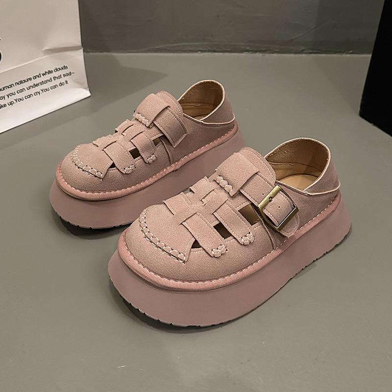 Two wearing bag head sandals, women wear new thick-soled muffins in summer, lazy and one pedal