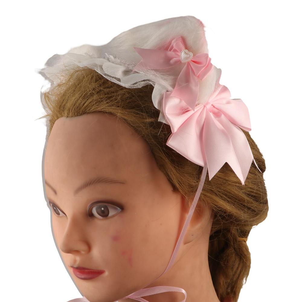 Plush Cat Ears Ruffled Headband Jk Anime Maid Cosplay Headdress Cute Lolita Lace Headband  Party