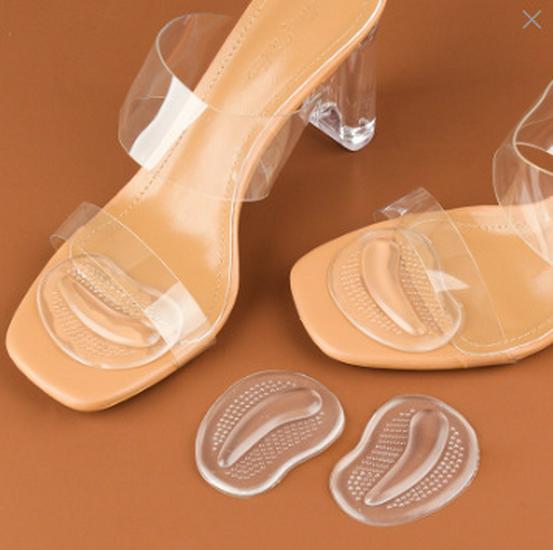 Женские противоскользящие массажные накладки на переднюю часть стопы для сандалий - Толстые удобные обезболивающие не натирающие прозрачные туфли на высоком каблуке с полустелькой прозрачный 619₽