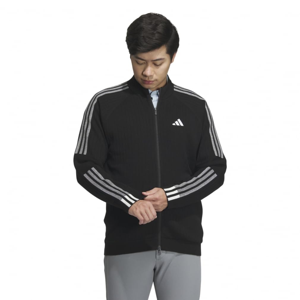 Golf Tři Dlouhý Rukáv Podšívka Černá [Adidas Golf] Svetr, Pruhy, Větruodolný, Svetr, Pánský,