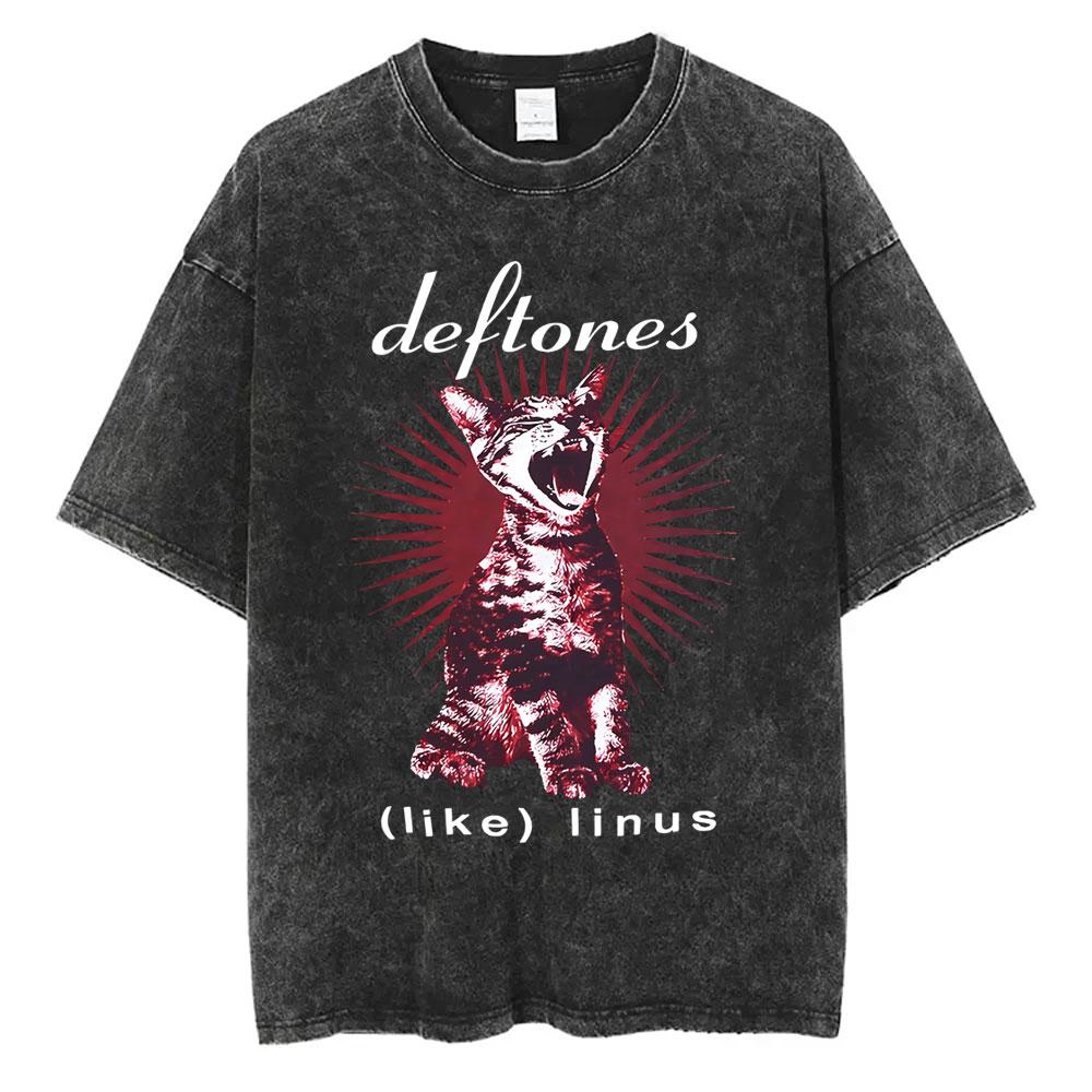 

Стирка Винтажные Рок-группа Deftones Кот Смешные Мемы Футболки Мужские Альтернативный Хэви-метал Футболка Мужская Повседневная Оверсайз Футболки S