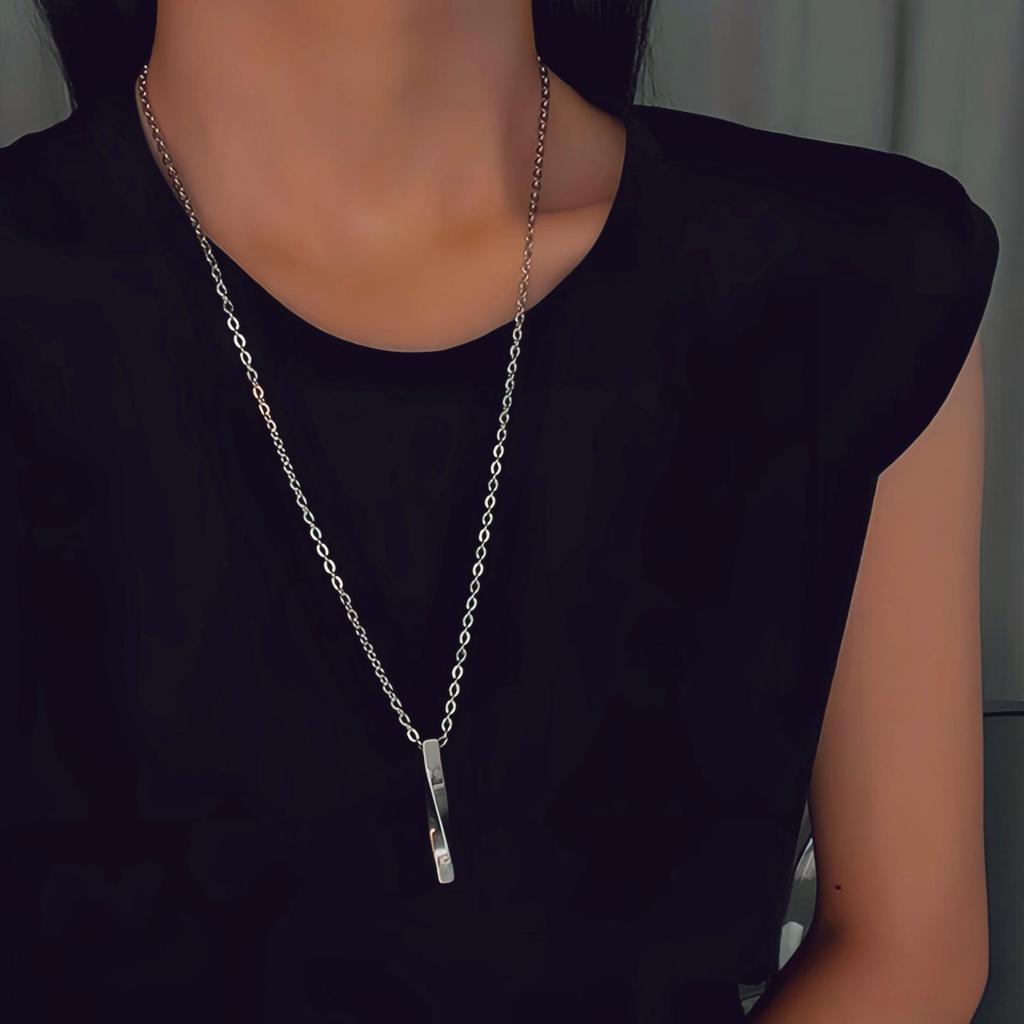 Trendy Spiral Geometric Pendant Necklace: Minimalist Hip-Hop Style for Men, Boys, and Girls In Cool Titanium Steel.