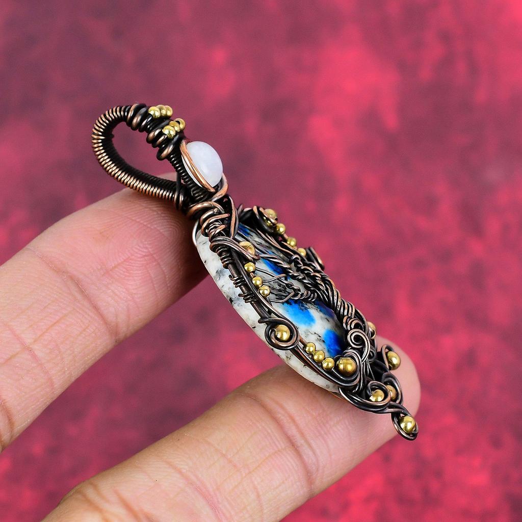 Tree of Life K2 Jasper Pendant Copper Wire Wrapped Gemstone Pendant Handmade Jewelry Rainbow Moonstone Pendant Wedding Gifts Copper Jewelry