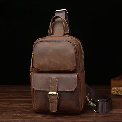 Echte Leder Brusttasche, Retro Umhängetasche, Rindsleder Herren Front Umhängetasche
