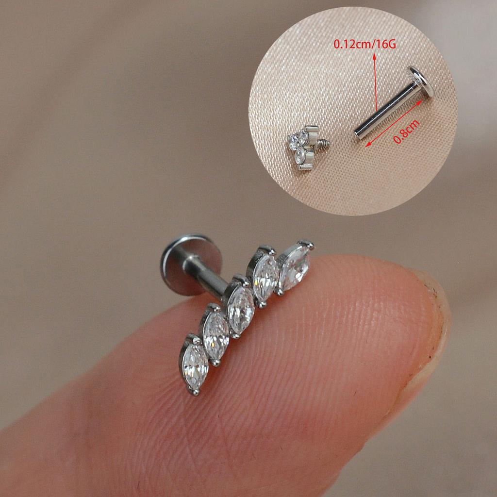 1PC Titanium Stainless Steel Earrings Tiny Butterfly Leaf Flat Rook Lobe Cartilage Snug Helix Couch Tragus Labre Piercing 16G