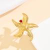 Stainless Steel Starfish Rhinestone Ring: Versatile Beach Vacation Style with Zircon Highlights