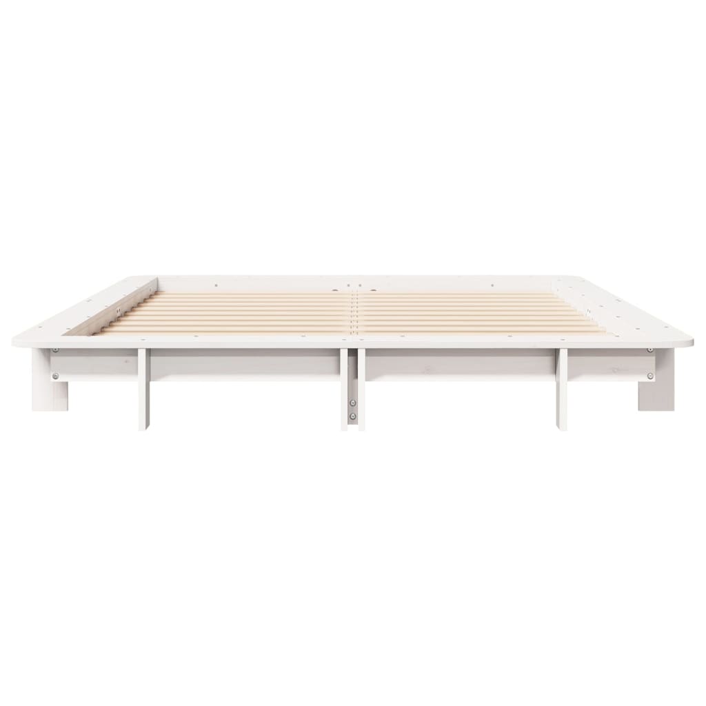 Vidaxl Bed Frame Without Mattress, White, 140X190 Cm, Solid Pine Wood