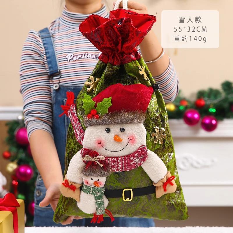 Christmas stockings candy bag, Christmas decorations cartoon Santa tote bag, holiday pendant scene arrangement