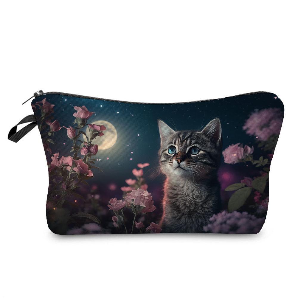 Women Cat Print Cosmetic Bag Toiletries Organize Travel Storage Case 6772