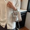 Bolso de hombro de piel sintética a la moda, minibolso bandolera plateado, bolso cuadrado pequeño de alta calidad para mujer.