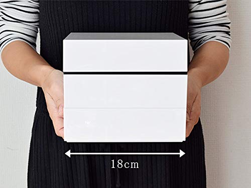 East Tableware, Japanese Modern Hors d'oeuvre Box, Square, 3-Tier, 18cm, White, with Dividers, Japanese Tableware, Osechi Jubako