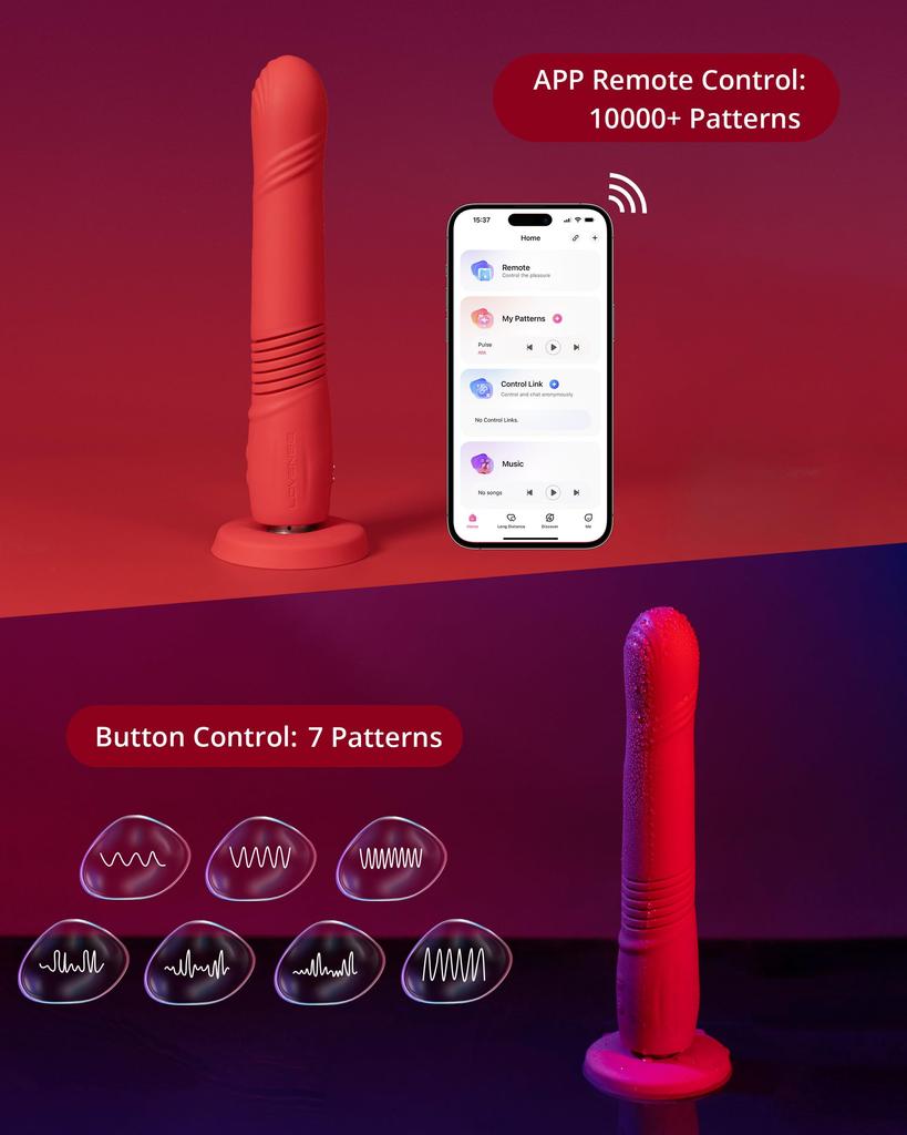 LOVENSE Gravity Dildo Piston Vibrator Rechargeable Remote Control Stretchable Vibration Vibrator App Control Vibrating Dildo for Clitoris G Spot Anal