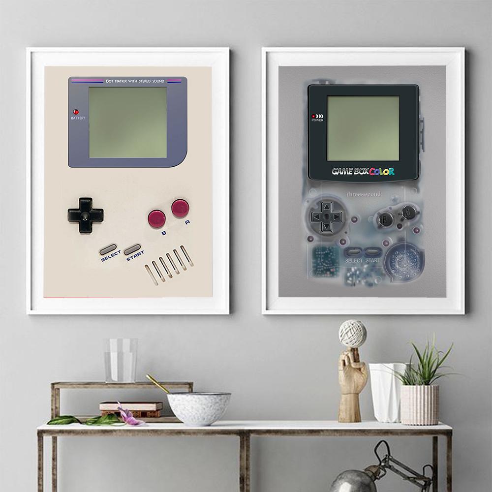 Retro Dětství Barevná Herní Konzole Plakát Umělecký Obrázek Tisk Vintage Hračka Hráč Plátno Malba Dětský Pokoj Zeď Domácí Dekorace