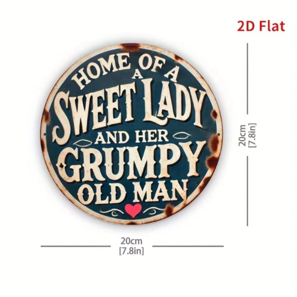 Metal Wall Decor Cute Lady Grumpy Old Man Tin Sign for Bar Kitchen