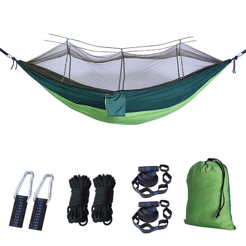Portable Ripstop Camping Hammock with Mosquito Net - Quick-Open, Anti-Fall Design for Singles & Doubles