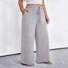 Women High Waisted Wide Leg Pants Casual Elastic Waist Drawstring Loose Fit Solid Color Trousers with Pockets