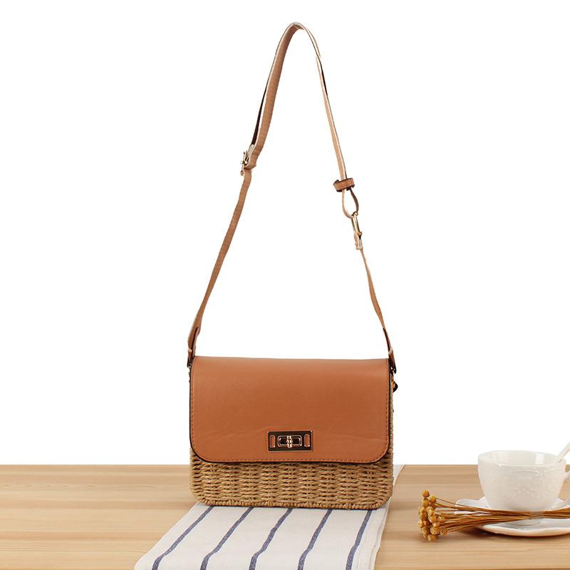 

Повседневная маленькая квадратная сумка из бумажной веревки, сплетенная вручную - художественный стильный дизайн для пляжа и отдыха | Шикарный женский аксессуар