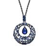 Niebieskie Kropelki Wody Okrąg Długi Łańcuszek Naszyjniki dla Kobiet Vintage Kryształowe Geometryczne Naszyjniki Biżuteria Collier Femme Prezent na Imprezę