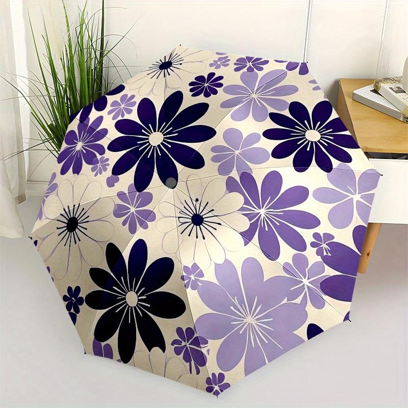 1pc Floral Pattern Design Umbrella with Plastic Handle,Suitable for All Seasons Home Travel Outdoor UmbrellaB1897