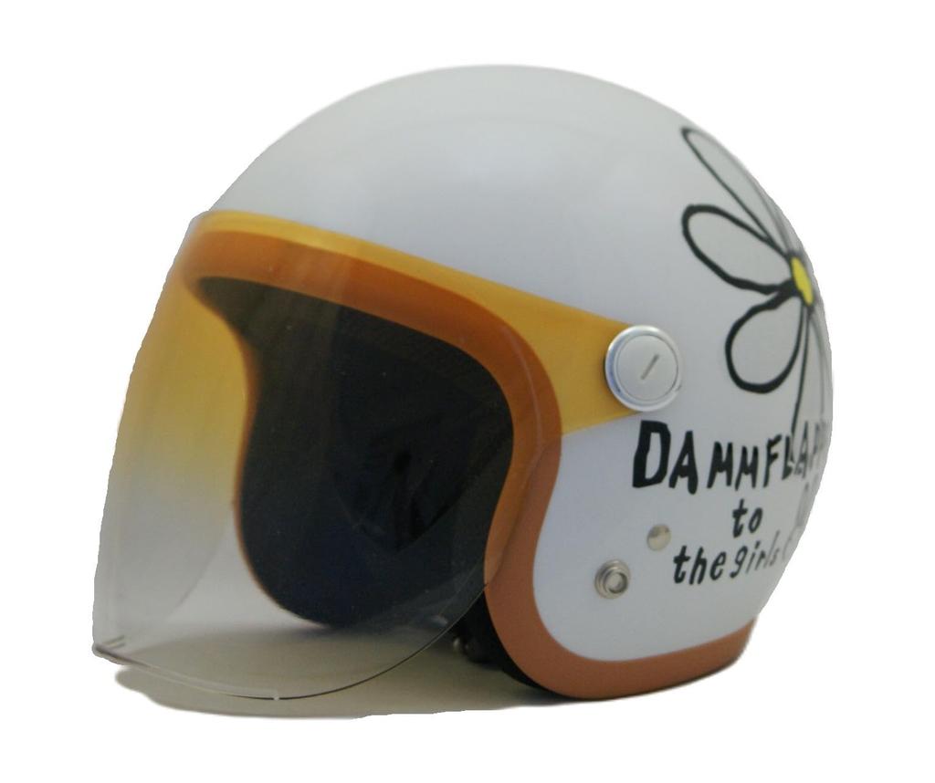SunUp FLOWER Motorcycle Pearl Ladies Free SL-001 Jet-Style Helmet, White, Size (57-58cm) (Pearl White)