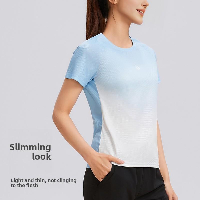 Athletic T Shirt For Women Summer Breathable Polyester Slim Fit Running Workout