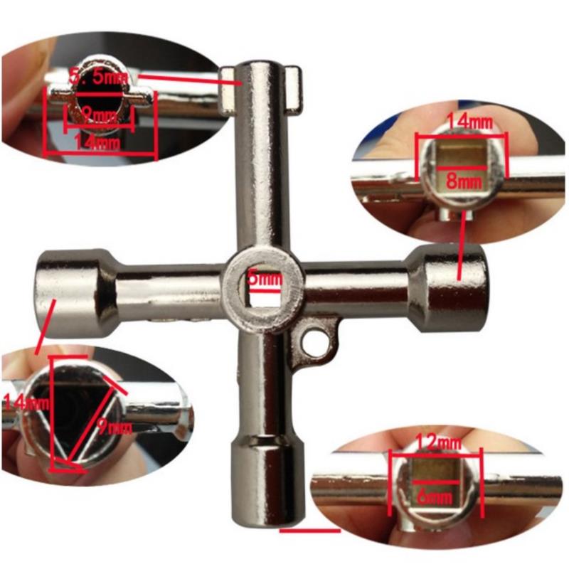 Multifunktions-Schlüsselschlüssel, Vier-in-Eins-Innendreieck-Kreuzventil, langer Kopf