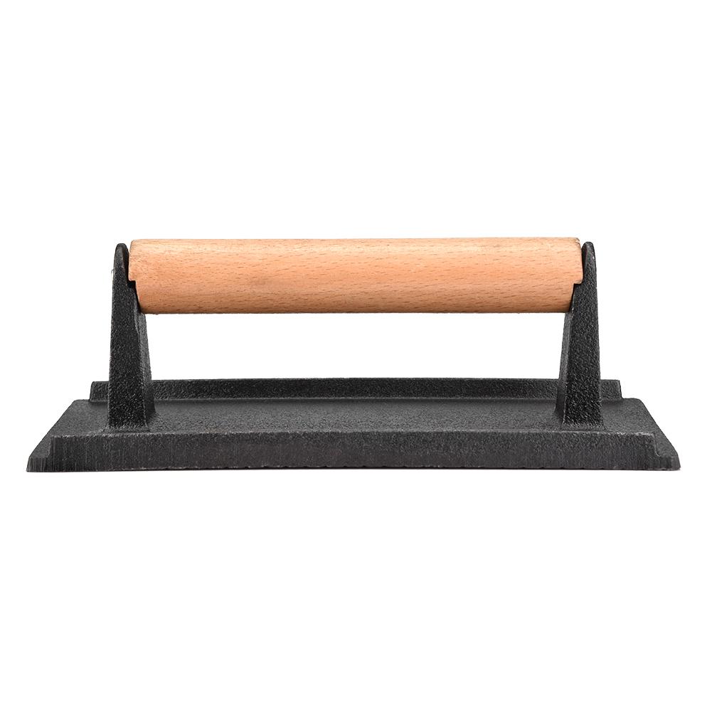 Cast Iron Steak Press, Bacon Press with Wooden Handle for Grilling Hamburgers and Steaks, with Sturdy Weight for Cooking, Restaurants and Home