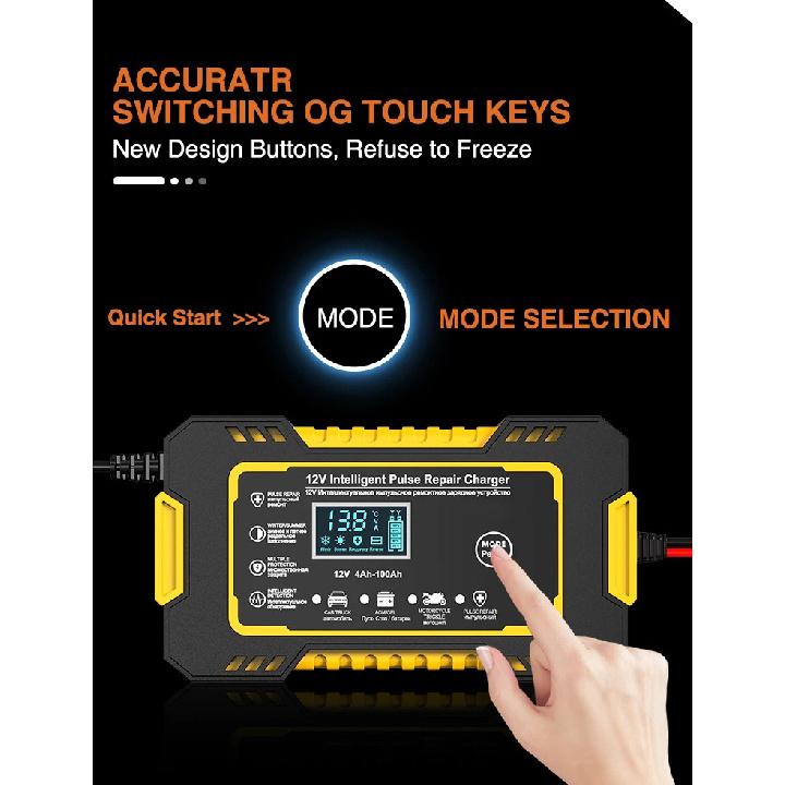 12V 6A Full Automatic Car Battery Charger Power Pulse Repair Chargers Wet Dry Lead Acid Battery Chargers Digital LCD Display