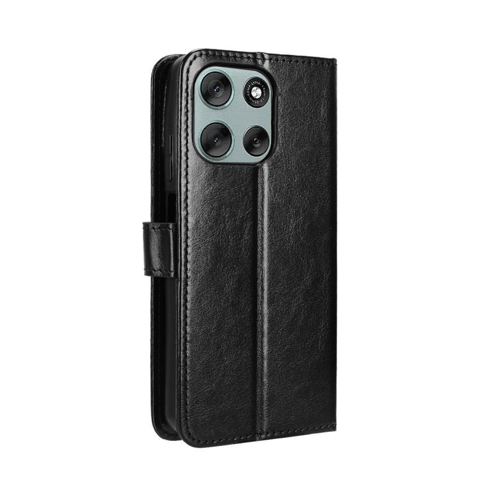 For Motorola Moto G56 5G PU Leather Case with Strap Crazy Horse Texture Phone Wallet Cover