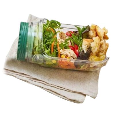 Side Open Leakproof Dressing Container W/Lid Salad Storage Container Jar Salad Container for Home Outdoor Travel and Party