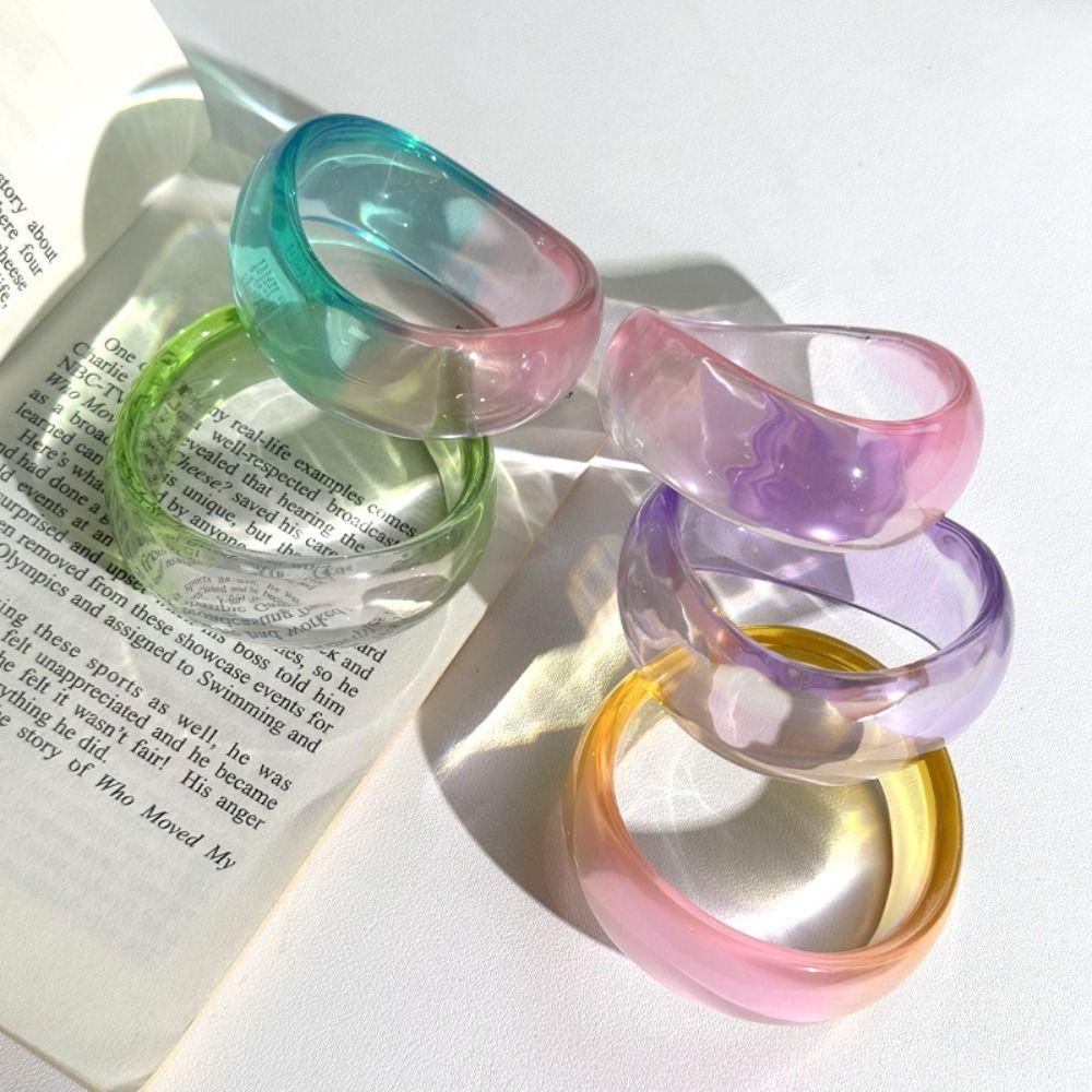 Gradient Glitter Acrylic Bangle Transparent Geometric Irregular Bangle  Party