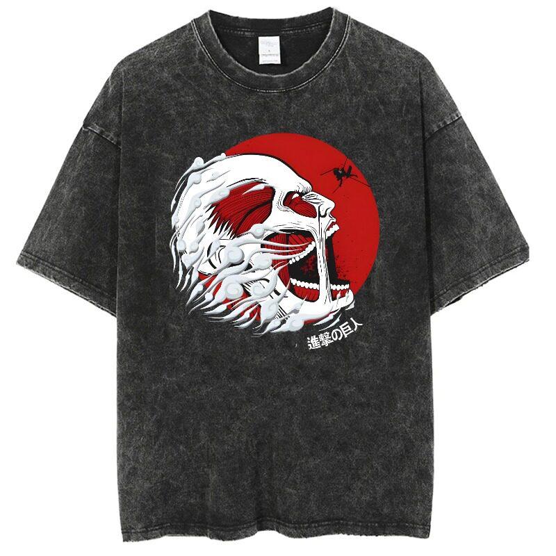Attack on Titan Levi Ackerman Printed Tshirt Mens and Womens Washed Tshirt High Quality Vintage Cotton Tshirt Harajuku Tops
