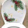 Christmas Toilet Sticker Pinecone Green Plant Leaves Easy Peel Stick No Residue Beautify Bathroom Decal