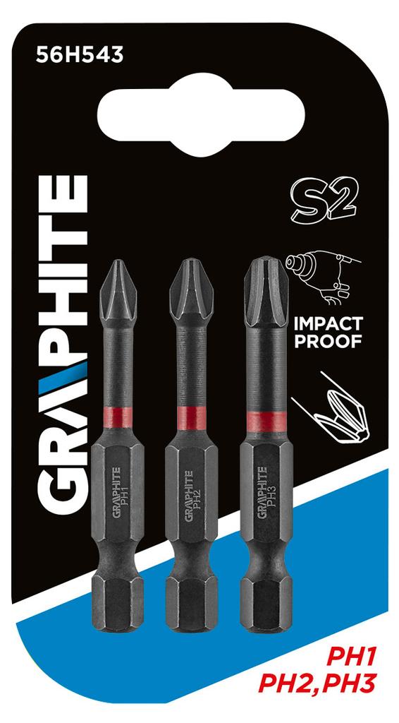 Impact bits PH1/2/3 x 50 mm, 3 pcs.